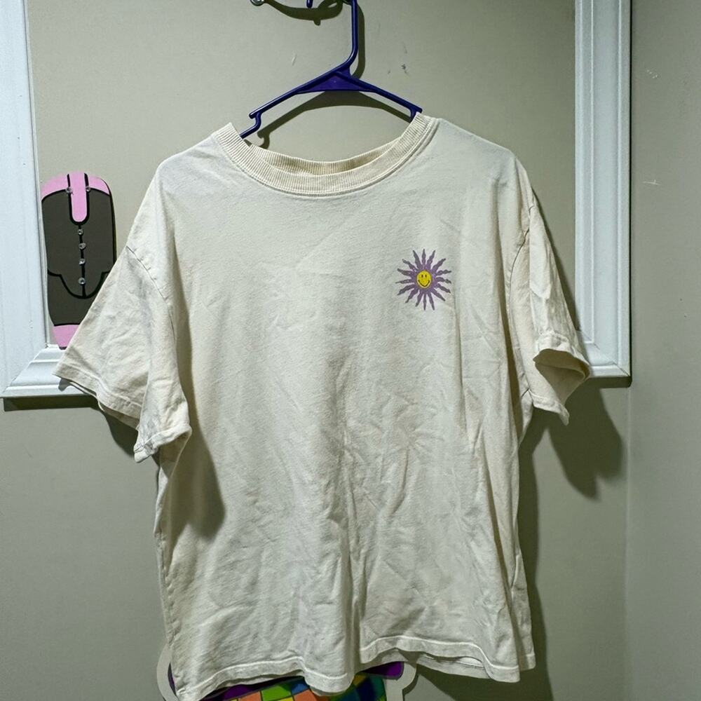 H&M Cream Tee with Smiley Graphic